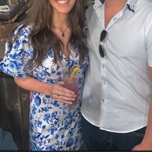 Blue & White Floral Mini Dress